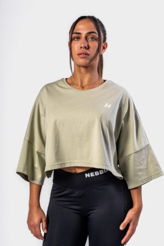 Футболка Nebbia Oversized Cropped Tee JUST FLOW Light Green 431