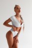 ТОП WHITE SWIMSUIT TOP WITH SLEEVES AND ZIPER