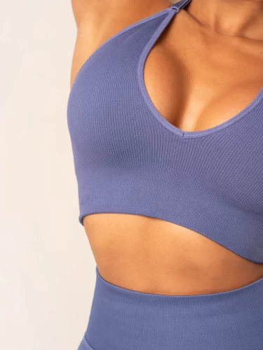 Топ Ryderwear Lift Rib Seamless Halter Sports Bra - Denim Blue