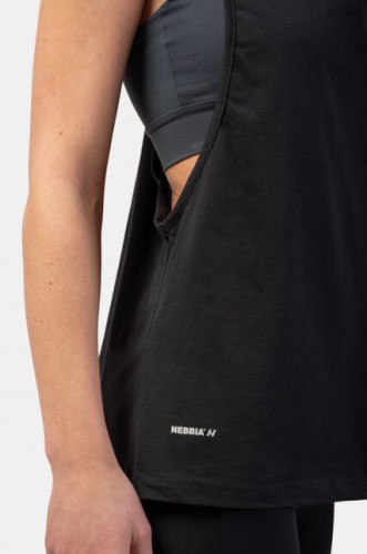 Майка Sleeveless Loose Cross Back Tank Top "Feeling Good" Black 419