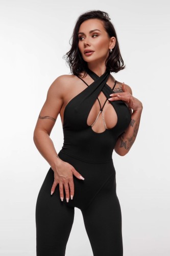 Комбінезон розкльошений Fitzona Black Flared Jumpsuit 4279776B