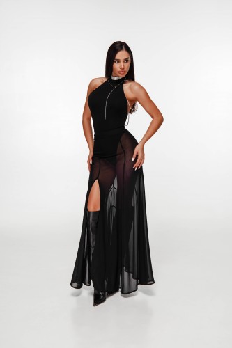 Спідниця довга сітчаста Fitzona Black Mesh Skirt Dessert 4279899B
