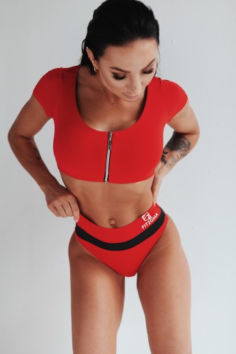 Купальные трусики RED SWIMSUIT PANTS WITH WHITE DETAIL