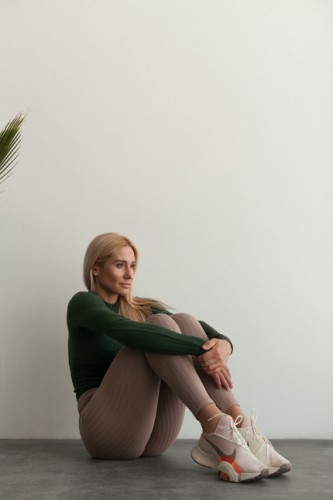 ТОП ORGANIC COTTON RIBBED LONG SLEEVE TOP DARK GREEN 415