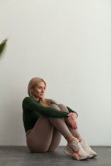 ТОП ORGANIC COTTON RIBBED LONG SLEEVE TOP DARK GREEN 415