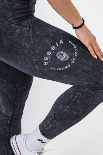 Леггинсы Nebbia Washed High Waisted Leggings GYM WARRIOR Black 776