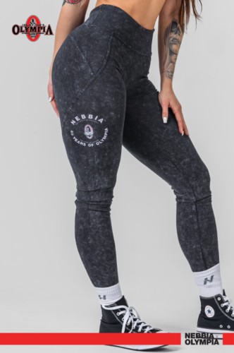 Леггинсы Nebbia Washed High Waisted Leggings GYM WARRIOR Black 776