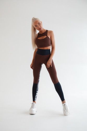ЛЕГГИНСЫ BROWN LEGGING WITH BLACK BELT AND LEGS PRINT