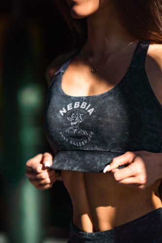 Топ Nebbia Washed Medium-Support Sports Bra GOLDEN AGE Black 778