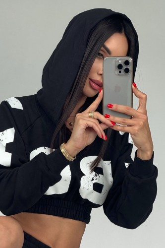 Худи Nebbia Training cropped hoodie Black 619