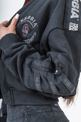 Бомбер Nebbia Washed Bomber Jacket with Contrast Lining LEGEND Black 784