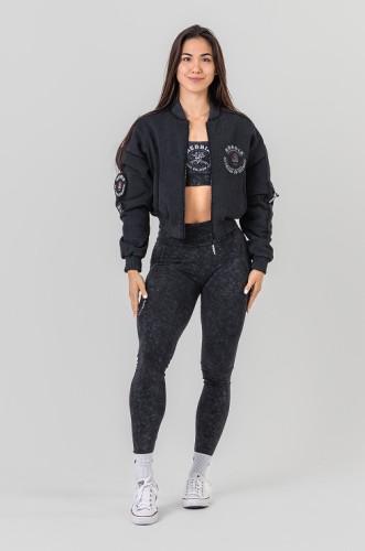 Бомбер Nebbia Washed Bomber Jacket with Contrast Lining LEGEND Black 784