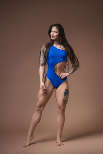 КУПАЛЬНИК ONE SHOULDER ASYMMETRICAL MONOKINI BLUE 459