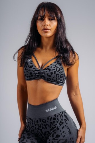 Топ Nebbia Medium Support Leopard Sports Bra PRIMAL Black Leopard 854
