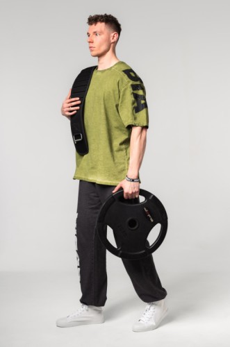 Футболка Nebbia Washed-off Oversized T-shirt LIFTING CLUB Green 368