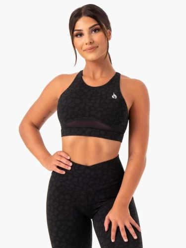 Топ Ryderwear Amazon Mesh Sports Bra - Black Leopard