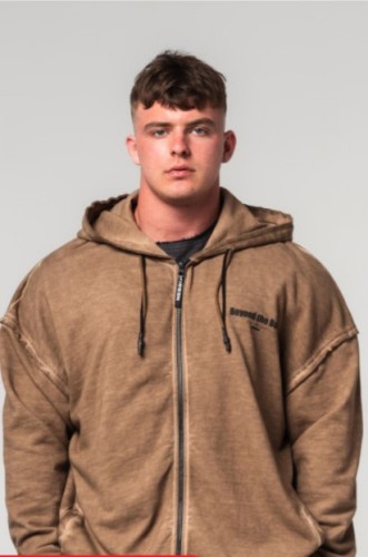 Кофта Nebbia Washed-off Zip Up Hoodie GYM BRO Light Brown 362