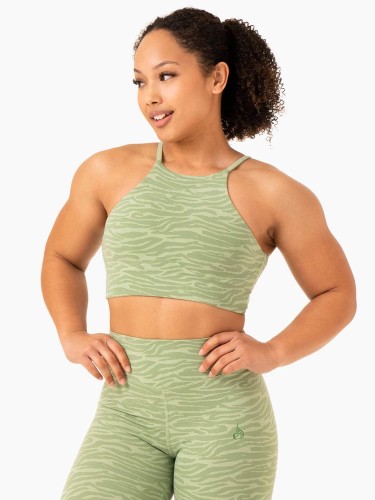 Топ Transform Reversible Sports Crop - Jade Green Zebra
