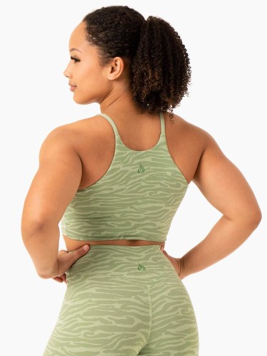 Топ Transform Reversible Sports Crop - Jade Green Zebra