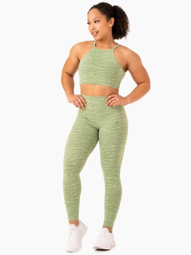 Топ Transform Reversible Sports Crop - Jade Green Zebra