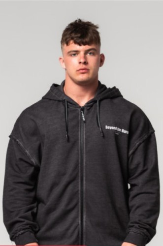 Кофта Nebbia Washed-off Zip Up Hoodie GYM BRO Black 362