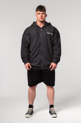 Кофта Nebbia Washed-off Zip Up Hoodie GYM BRO Black 362