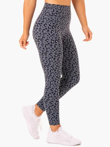 Леггинсы Ryderwear Hybrid Full Length Leggings - Steel Blue Leopard