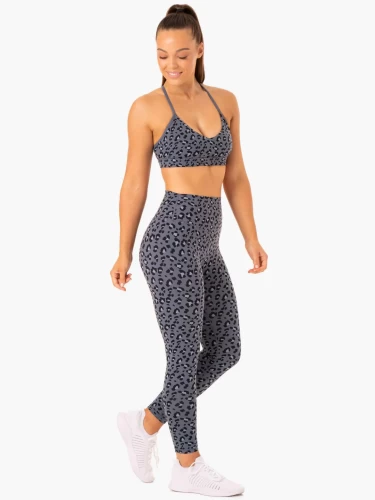 Леггинсы Ryderwear Hybrid Full Length Leggings - Steel Blue Leopard