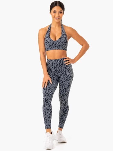 Леггинсы Ryderwear Hybrid Full Length Leggings - Steel Blue Leopard