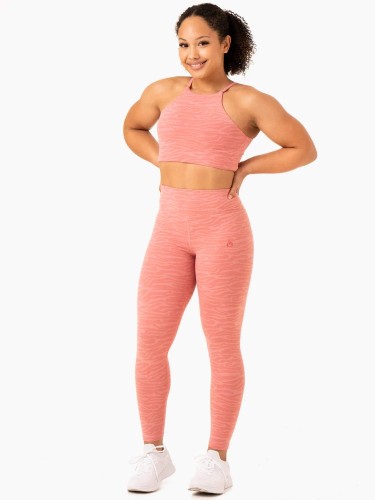 Топ Transform Reversible Sports Crop - Pink Zebra