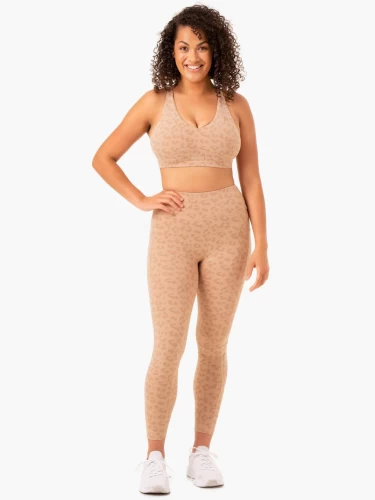 Леггинсы Ryderwear Ultra High Waisted Full Length Leggings - Tan Leopard