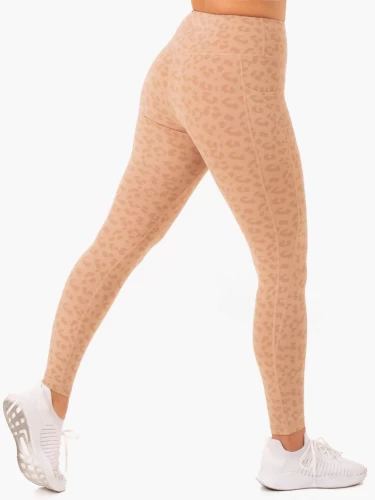 Леггинсы Ryderwear Ultra High Waisted Full Length Leggings - Tan Leopard