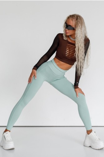 Топ Fitzona BROWN TOP WITH TULE LONG SLEEVES