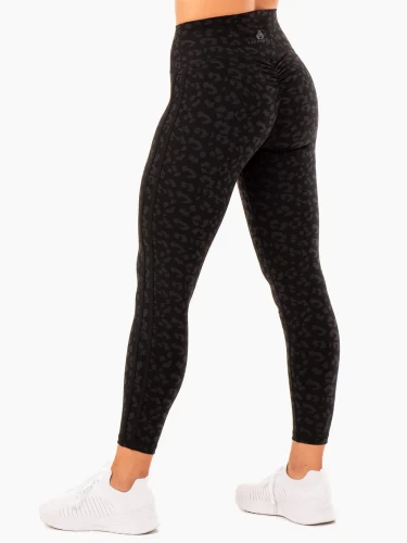 Леггинсы Ryderwear Evolution High Waisted Scrunch Leggings - Black Leopard