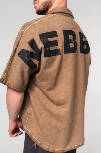 Сорочка Nebbia Washed-off Oversized Shirt 90s THROWBACK Light Brown 347