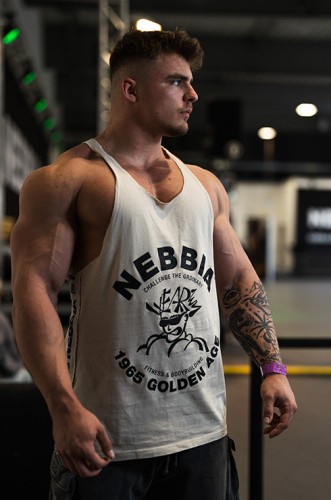 Майка Nebbia Washed Muscle Back Stringer GOLDEN AGE Light Grey 791