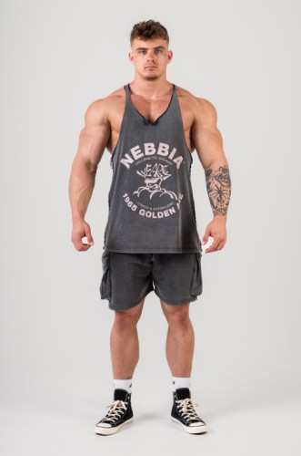 Майка Nebbia Washed Muscle Back Stringer GOLDEN AGE Black 791
