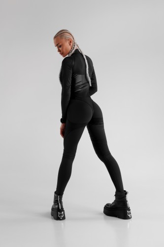 Комбинезон FZ Black Jumpsuit with Sleeve and Shine Thongs MAC14652