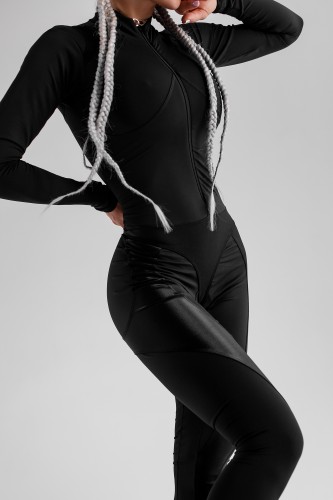 Комбинезон FZ Black Jumpsuit with Sleeve and Shine Thongs MAC14652