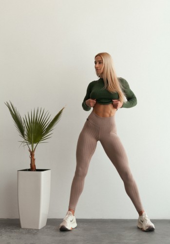 Леггинсы Organic Cotton Ribbed High-Waist Leggings 405 Brown