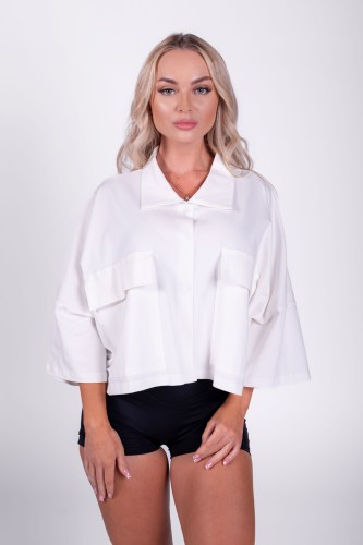 Сорочка Nebbia Boxy Cropped Shirt With Pockets White 598 UNI