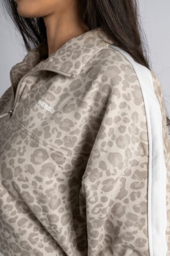 Кофта Nebbia Half-Zip Leopard Sweatshirt PRIMAL Cream Leopard 866