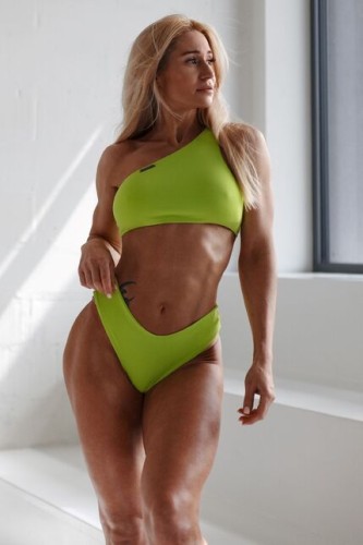 ТОП ONE SHOULDER BANDEAU BIKINI TOP GREEN 448