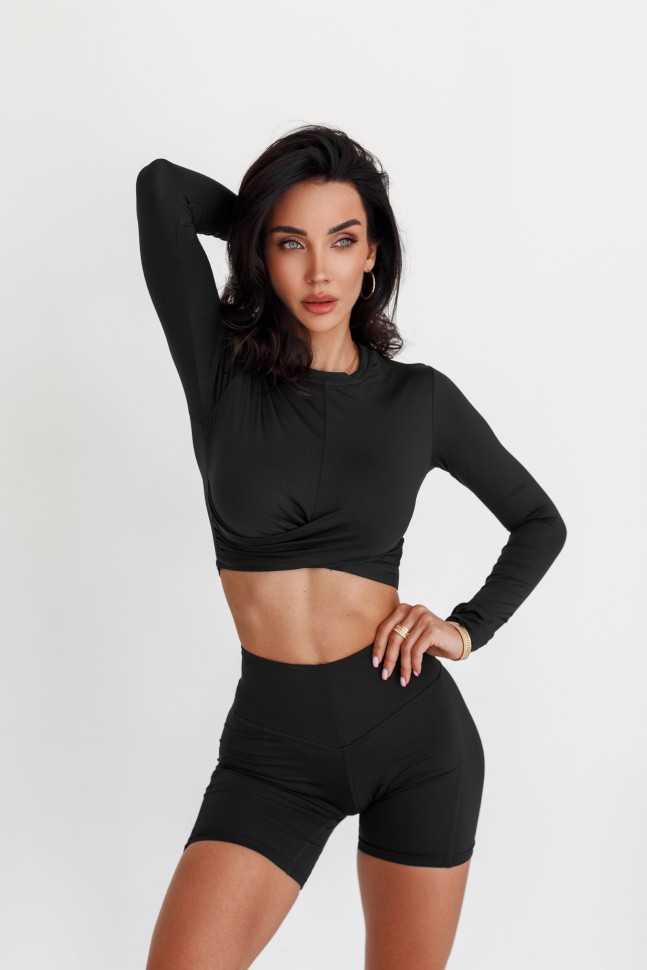 Long black biker shorts discount