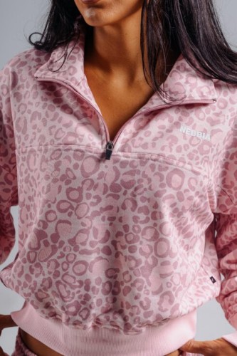 Кофта Nebbia Half-Zip Leopard Sweatshirt PRIMAL Pink Leopard 866