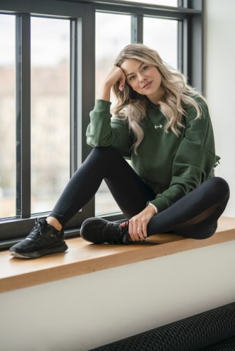 ХУДІ LOOSE FIT CROP HOODIE ICONIC DARK GREEN 421