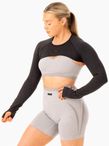 Кроп топ Excel Seamless Super Crop - Black Marl