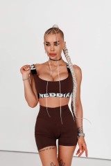 Шорти Nebbia High waisted leggings shorts 9″ FIT&SMART Dark Brown 575