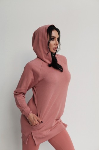 ХУДИ EVERYDAY HERO LONG SWEATSHIRT WITH A HOODIE OLD ROSE 580