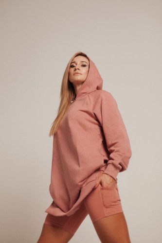 ХУДИ EVERYDAY HERO LONG SWEATSHIRT WITH A HOODIE OLD ROSE 580